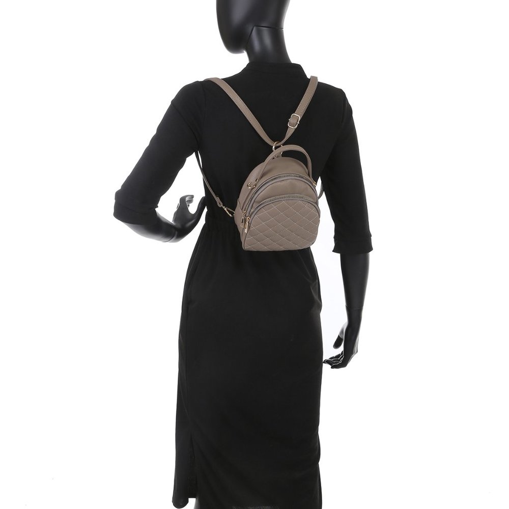 Leatherette Quilted Pattern Backpack